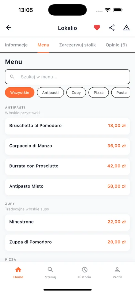 Jedzenie z lokalnych restauracji