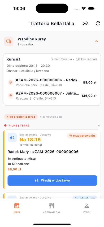 Sugerowane łączone trasy dostaw