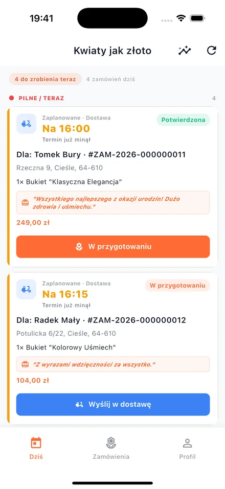 Zamówienia kwiatów z bilecikami
