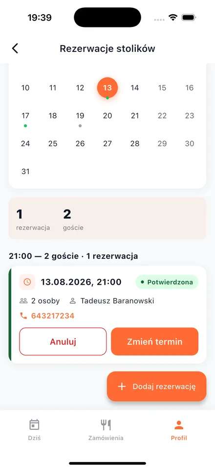 Rezerwacje stolików