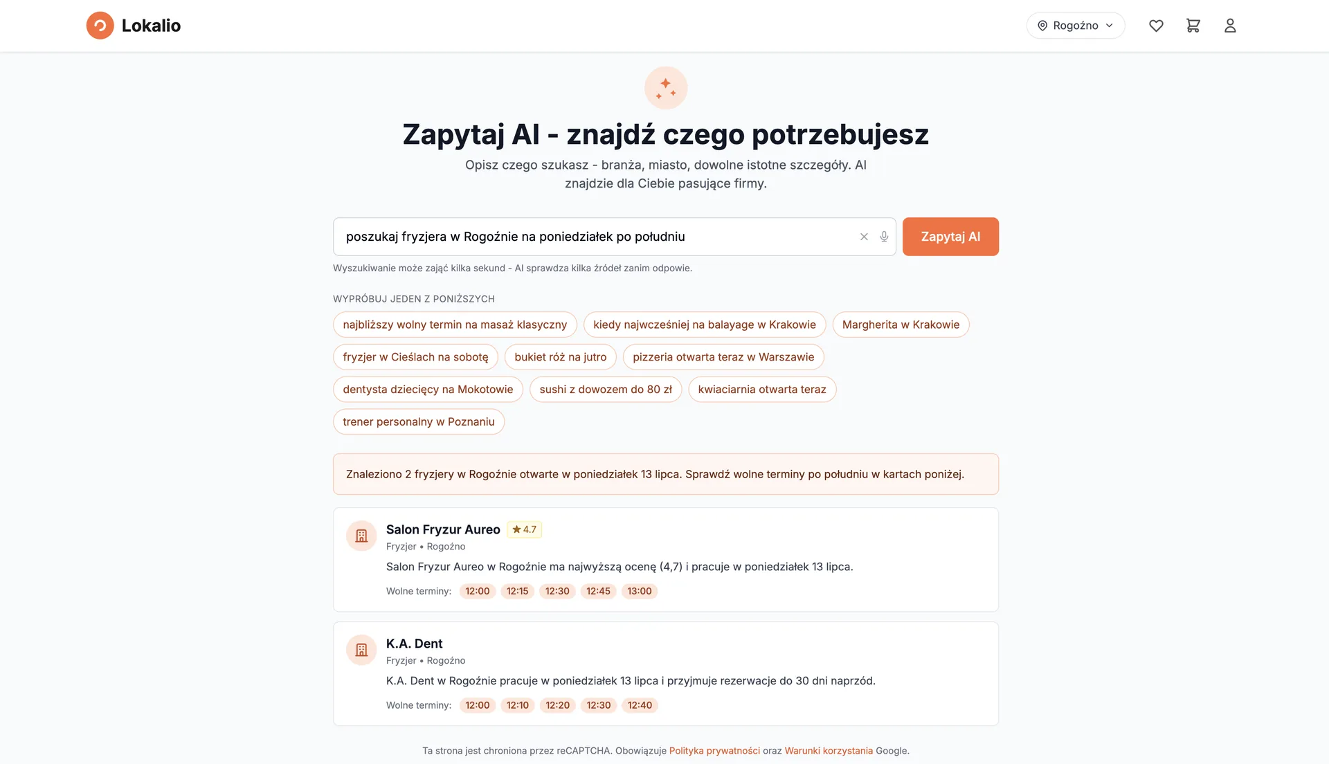 Wyniki wyszukiwarki AI