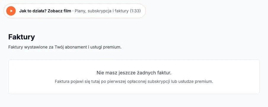 Lista faktur w panelu