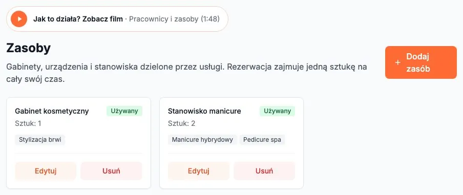 Lista zasobów