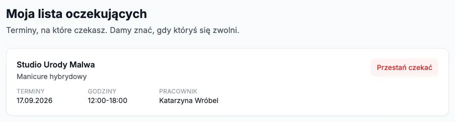Moja lista oczekujących
