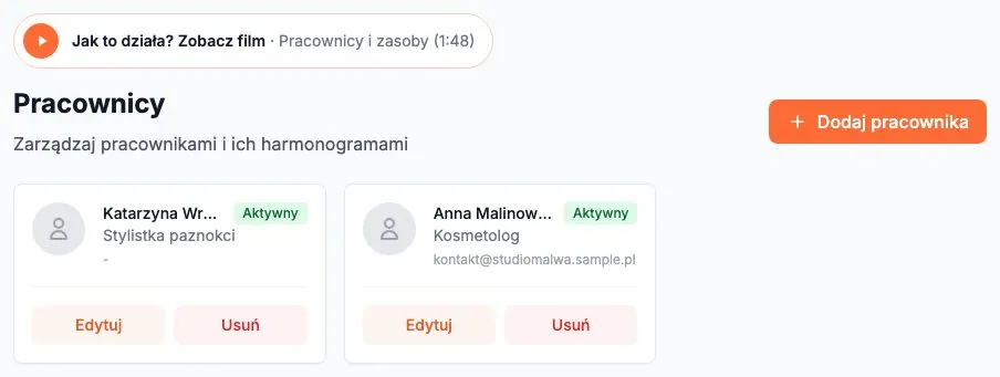 Lista pracowników