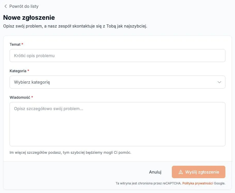 Nowe zgłoszenie
